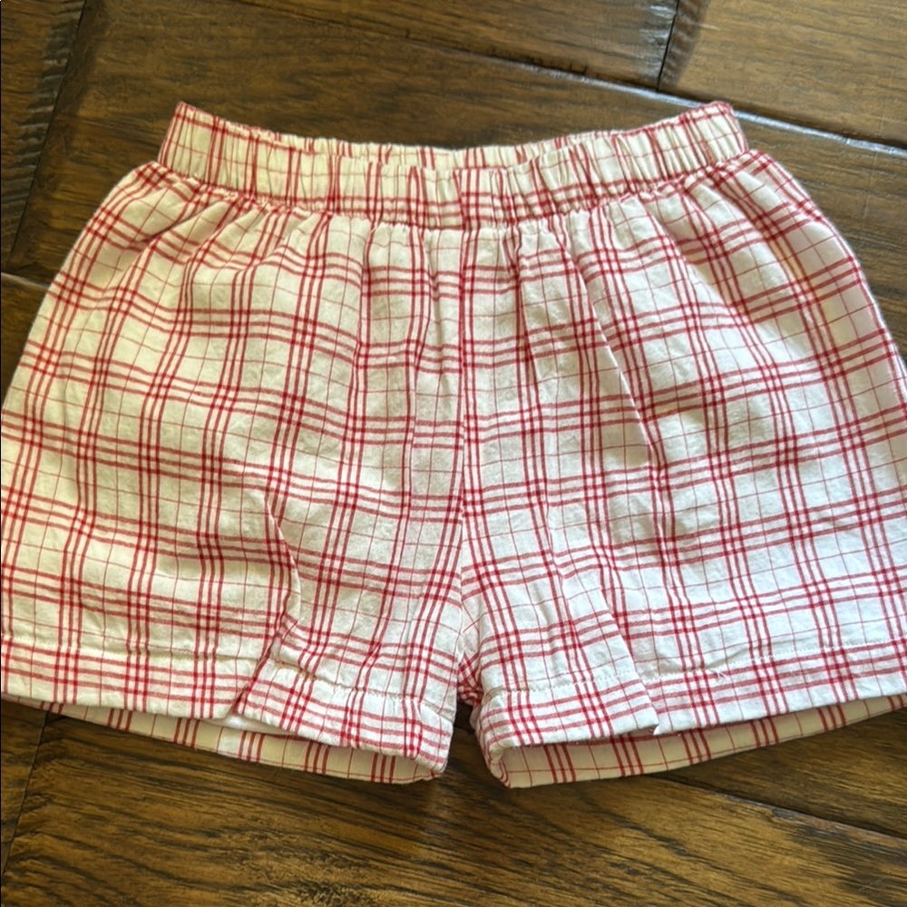 Plaid Kids Shorts in Red and White